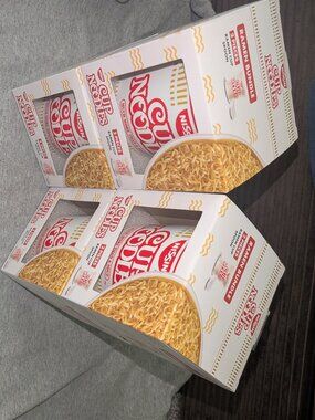 Lot of 4 Sealed Nissin Cup Noodles Reusable Plastic Ramen Bowls with Spoons New